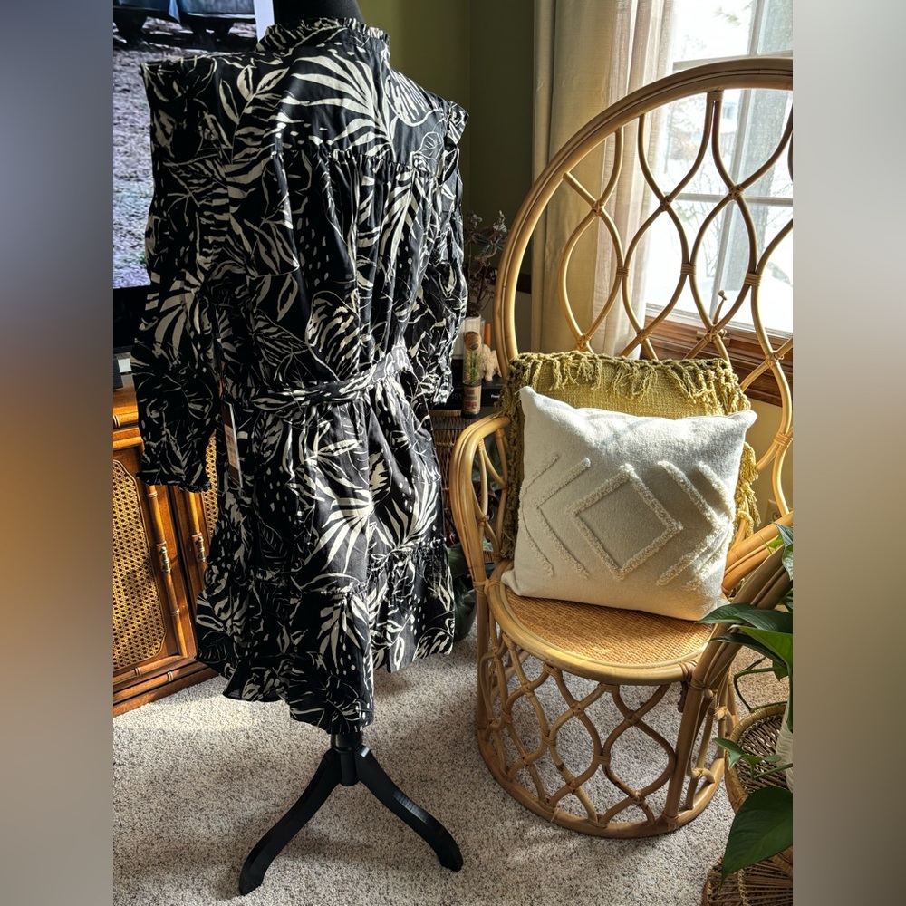 Karl Lagerfeld Paris Tropical Leaves Dress Size 16 - Picture 5 of 8